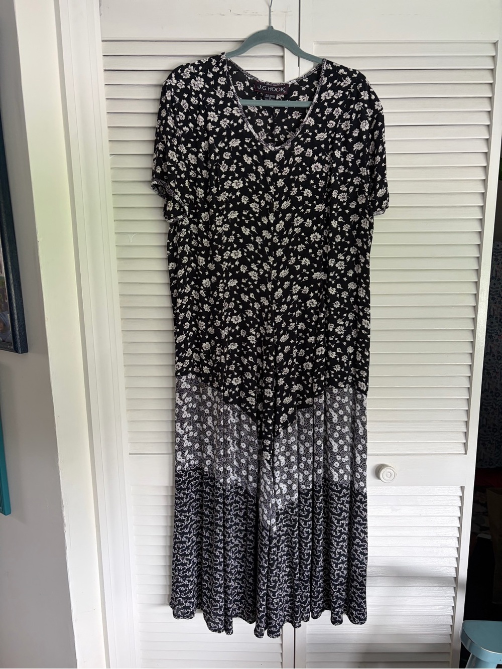 J.G.Hook Black and White Rayon Maxi Dress